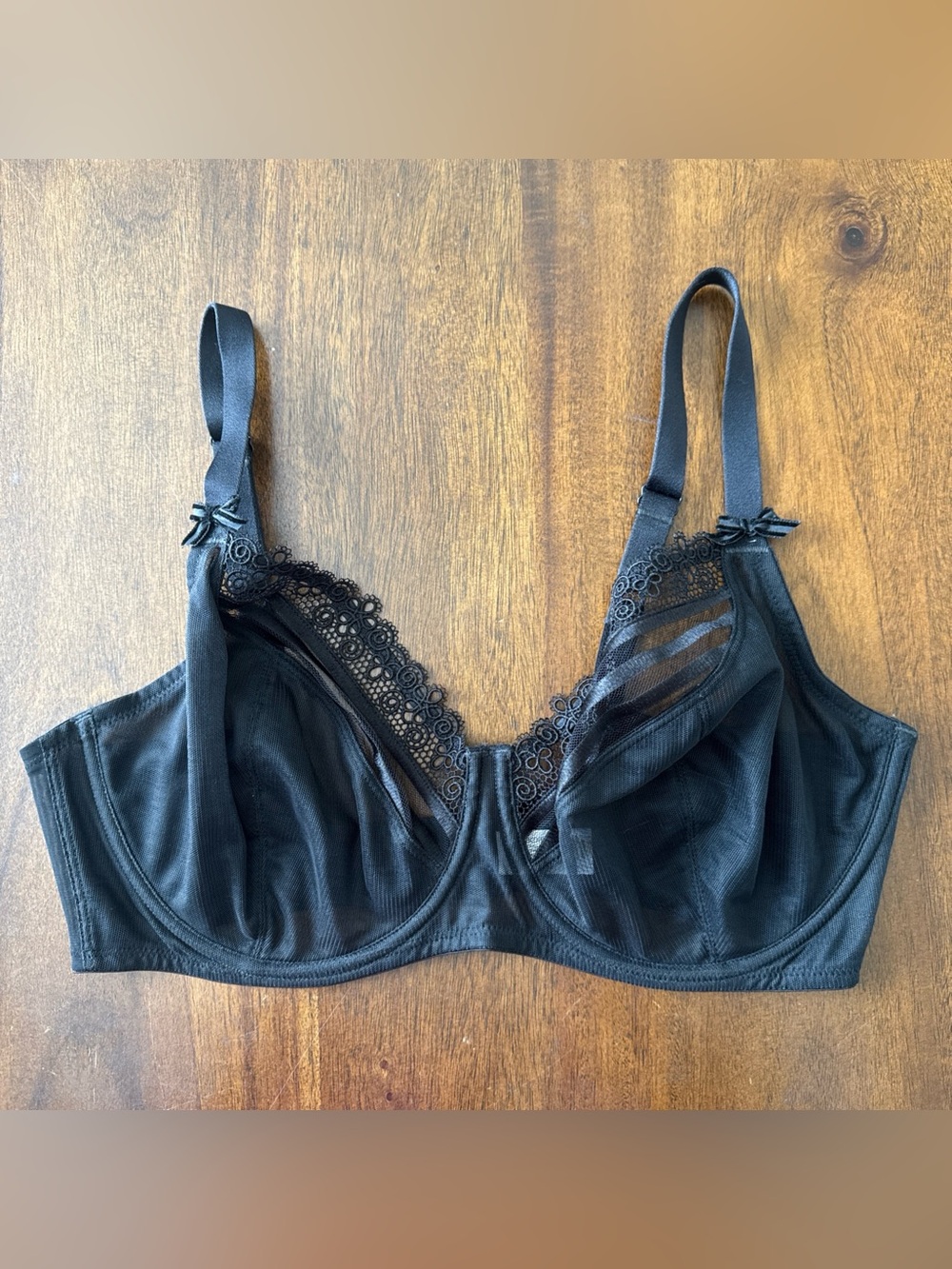 Wacoal Black Delicate Notion Lace Trim Full Figure Underwire Bra #855162 Sz 38DD